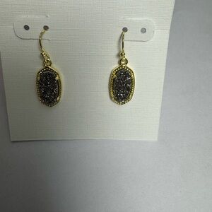 Gold and Black Kendra Scott Dangle Earrings